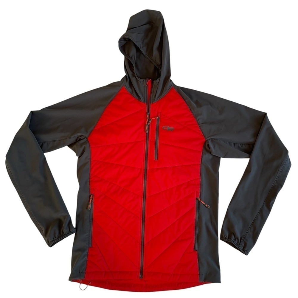 Outdoor Research Mens Refuge Hybrid Hooded Full Zip Jacket Size Medium Red
